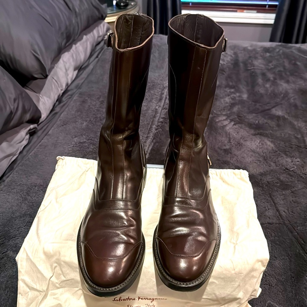 Salvatore Ferragamo brown Tramezza boots size 12D